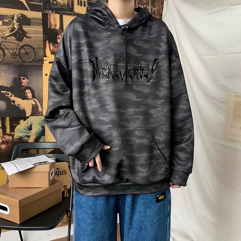 Men's Long Sleeve Jacket With Hooded Camouflage Pattern For Men