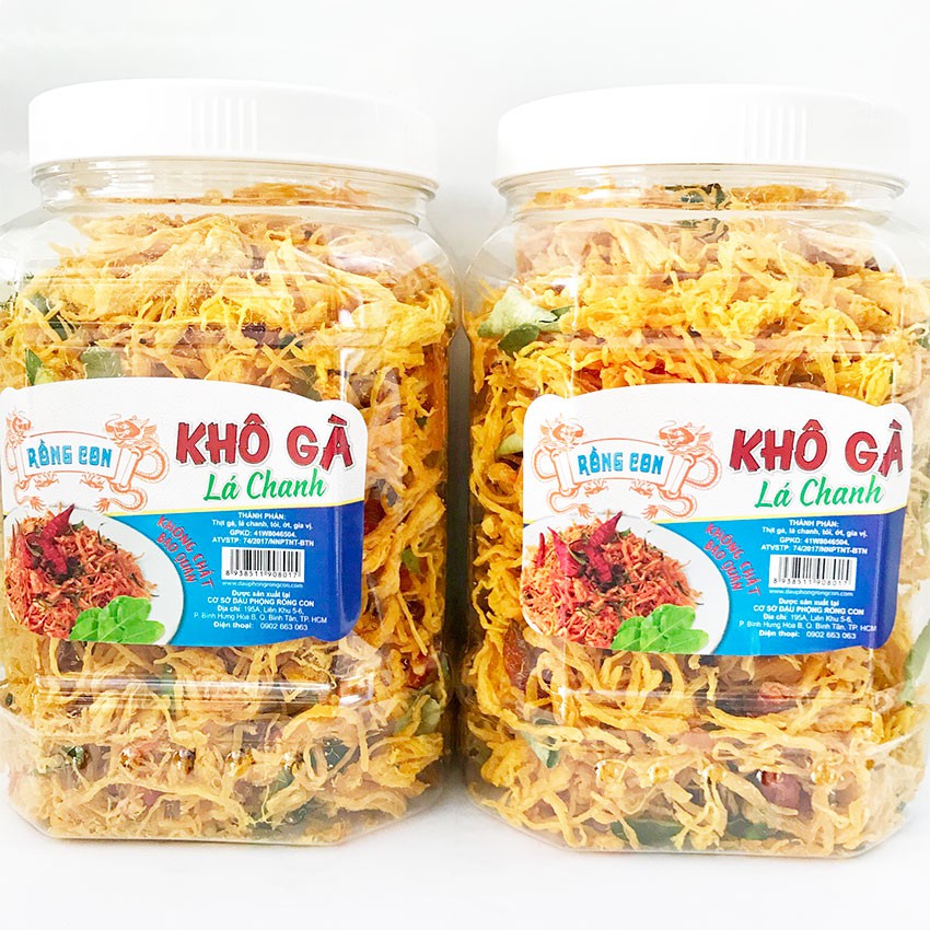 1Kg Khô Gà Lá Chanh(2 Hủ * 500gram) Loại Ngon thương hiệu RỒNG CON | BigBuy360 - bigbuy360.vn