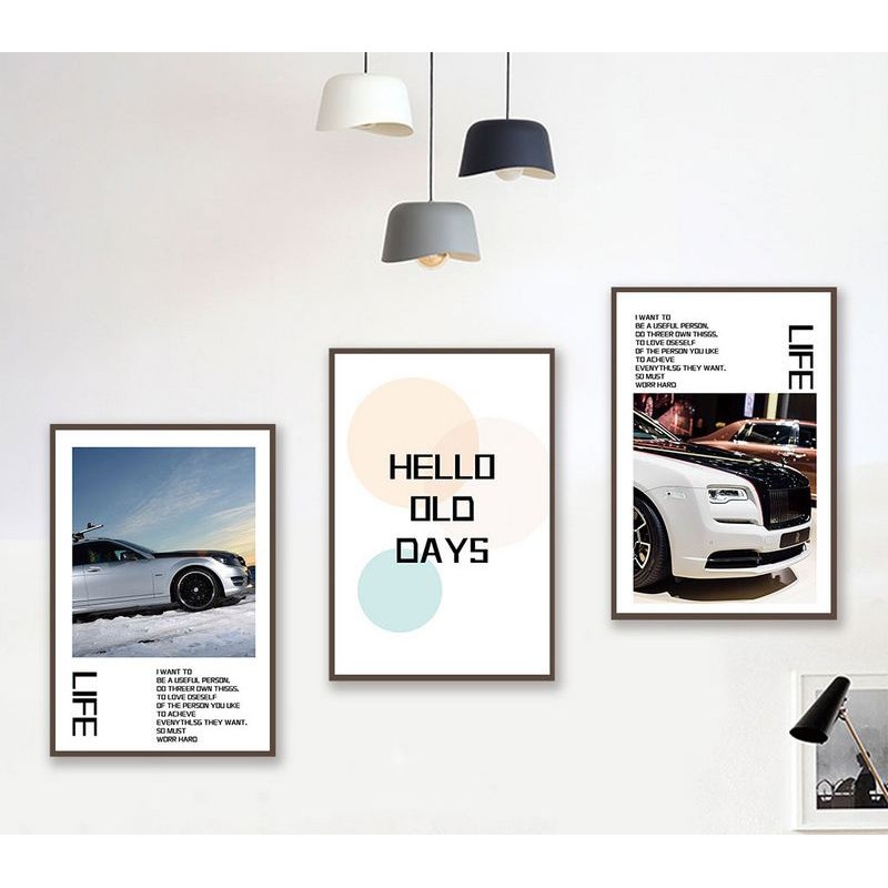 Bộ 3 Set Tranh Treo Tường Canvas Xe Ôtô Kèm Quotes Hiện Đại Trang trí Showroom Xe Phòng Làm Việc - MELYHOME DECOR