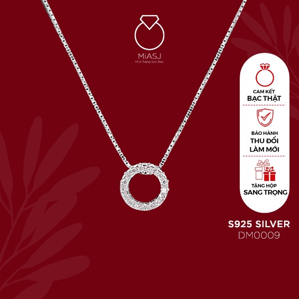 Dây chuyền nữ bạc Ý S925 MiASJ thời trang kèm mặt nạm đá kết đá CZ cao cấp DM0009