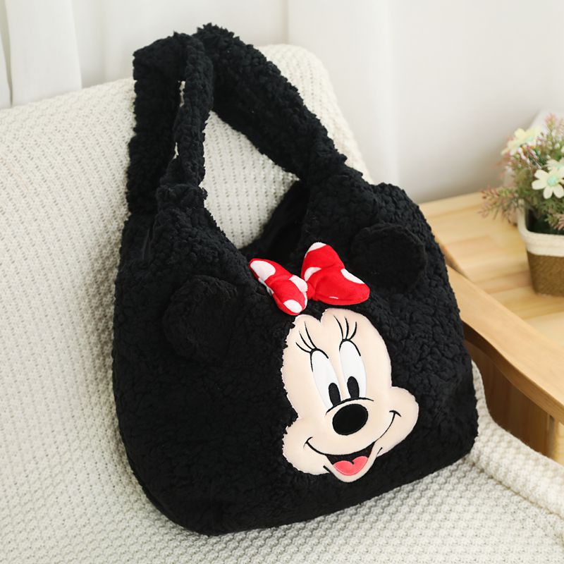 Túi Xách tote Nhung Lông Cừu Hình Mickey Stitch Winnie the Pooh Hàn Quốc Dễ Thương Cho Nữ CMX3