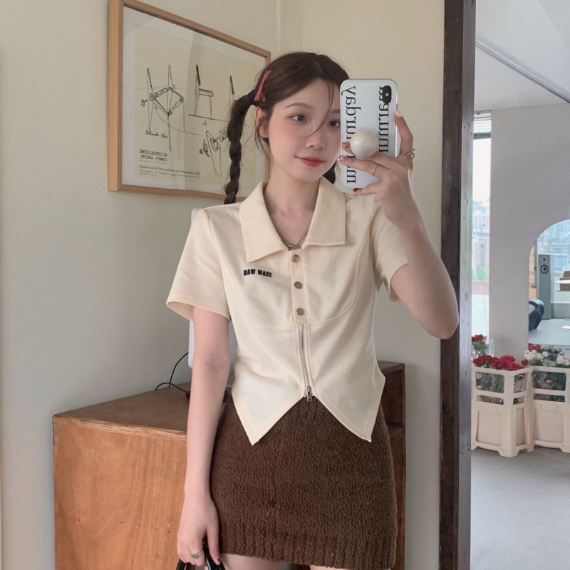 Áo polo COZOKC ngắn tay ôm dáng thời trang dành cho nữ