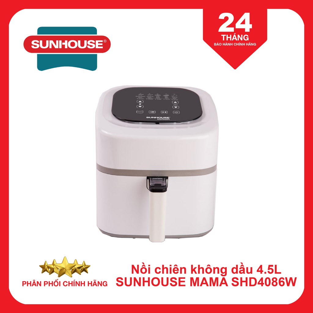 Nồi Chiên Không Dầu 4.5L- SUNHOUSE MAMA SHD4086W- HÀNG CHÍNH HÃNG - BẢO HÀNH 24 THÁNG