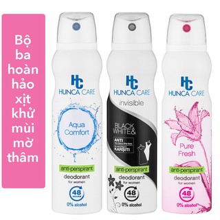 [Chính hãng] Xịt Khử Mùi Nữ Hunca Care 48h Giảm Thâm, Ngăn Vệt Ố Vàng bộ 3 hoàn hảo(combo 3x150ml)