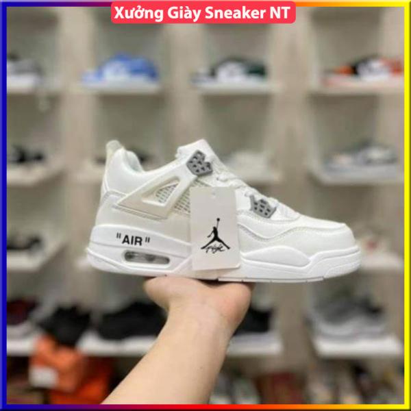 Giày air Jordan 4 màu kem Full box, Giày thể thao JD4 nam nữ siêu hot Fullboxbill+ tặng dây