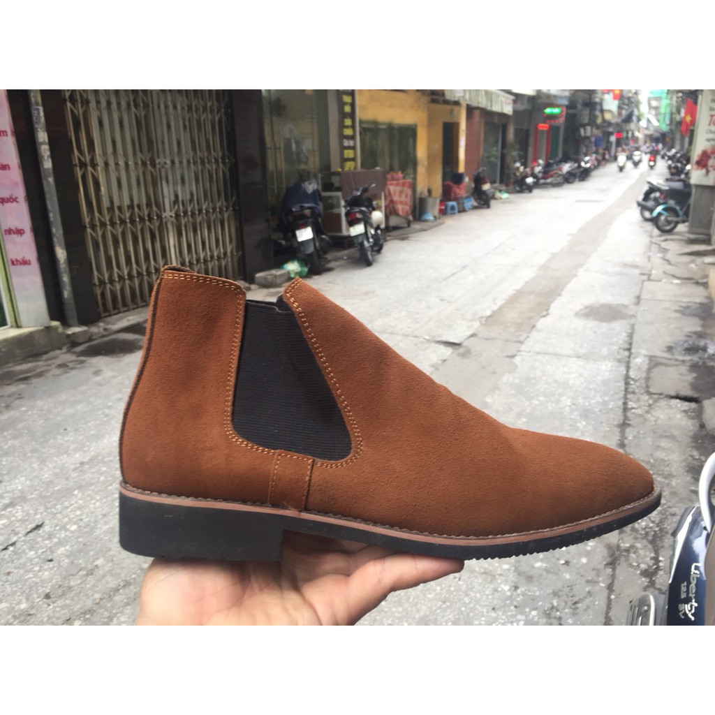 Giày chelsea boot nam da bò lộn nguyên tấm nhập khẩu 2h-58