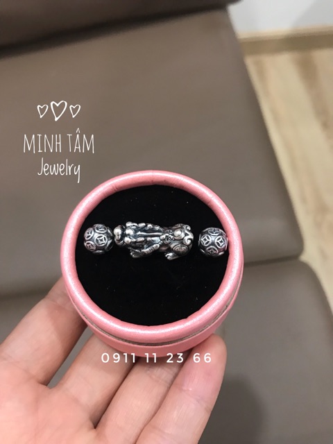 Combo tỳ hưu và 2 bi cầu kim tiền bạc nõn S999 Minh Tâm Jewelry