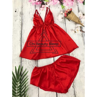 Váy Ngủ Phi lụa Nơ ngực Sexy gợi cảm mẫu 2 - Chi Beauty Sleep