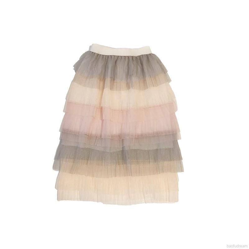 Chân váy xòe màu cầu vồng dễ thương cho bé gái