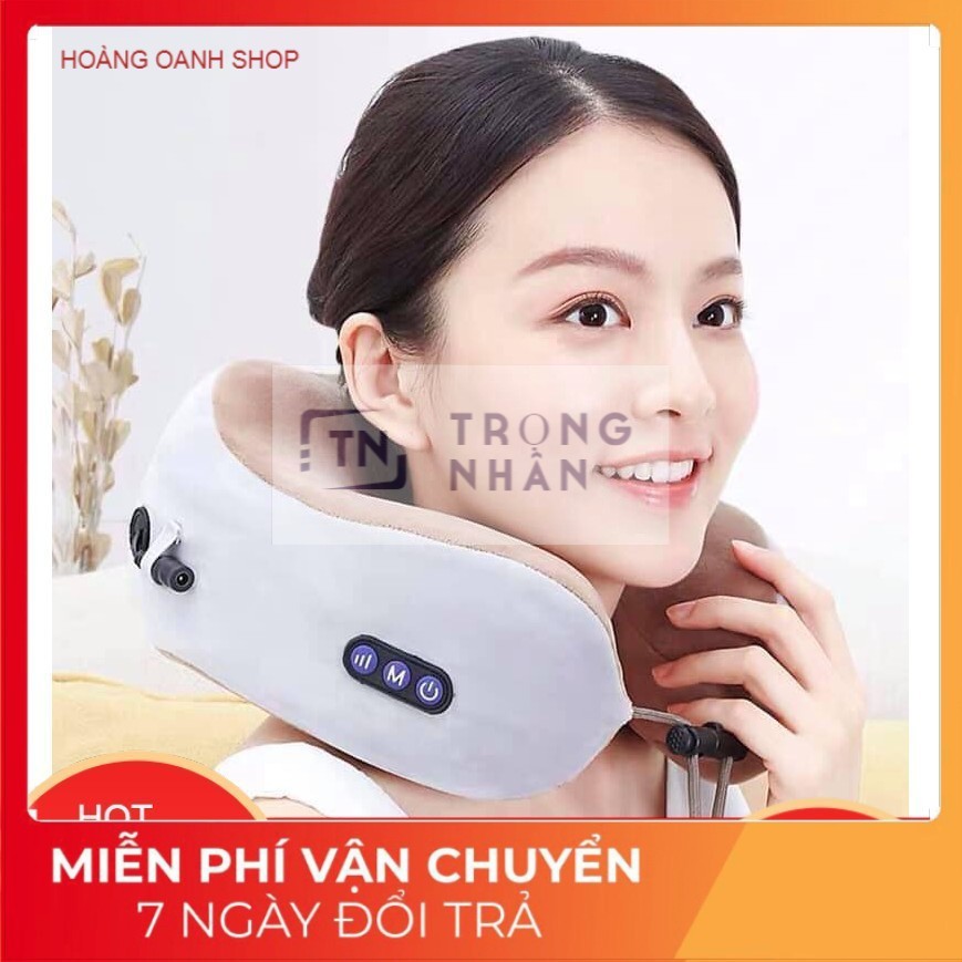 Gối Massage Cổ Vai Gáy Chữ U Đa Năng Cao Cấp Dành Cho Ô Tô Người Đi Du Lịch Dân Văn Phòng Dùng Pin Sạc BẢO HÀNH 6 THÁNG