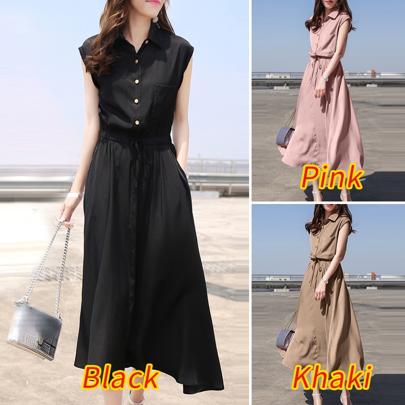 Đầm dài không tay màu trơn ZANZEA thời trang cho nữ