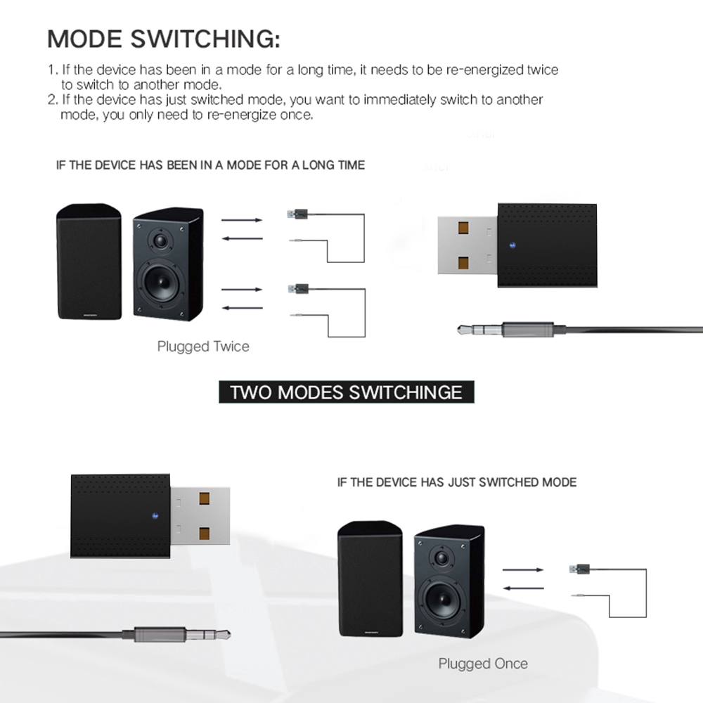 Bộ chuyển đổi 2 trong 1 thu phát không dây Bluetooth AUX cổng USB 5.0 3.5mm