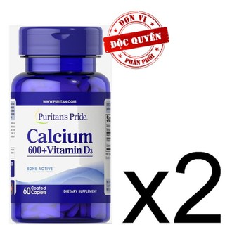 [Puritan's Pride] Combo 2 lọ Canxi cho bà bầu Calcium 600mg + Vitamin D3  Bổ sung canxi của Mỹ