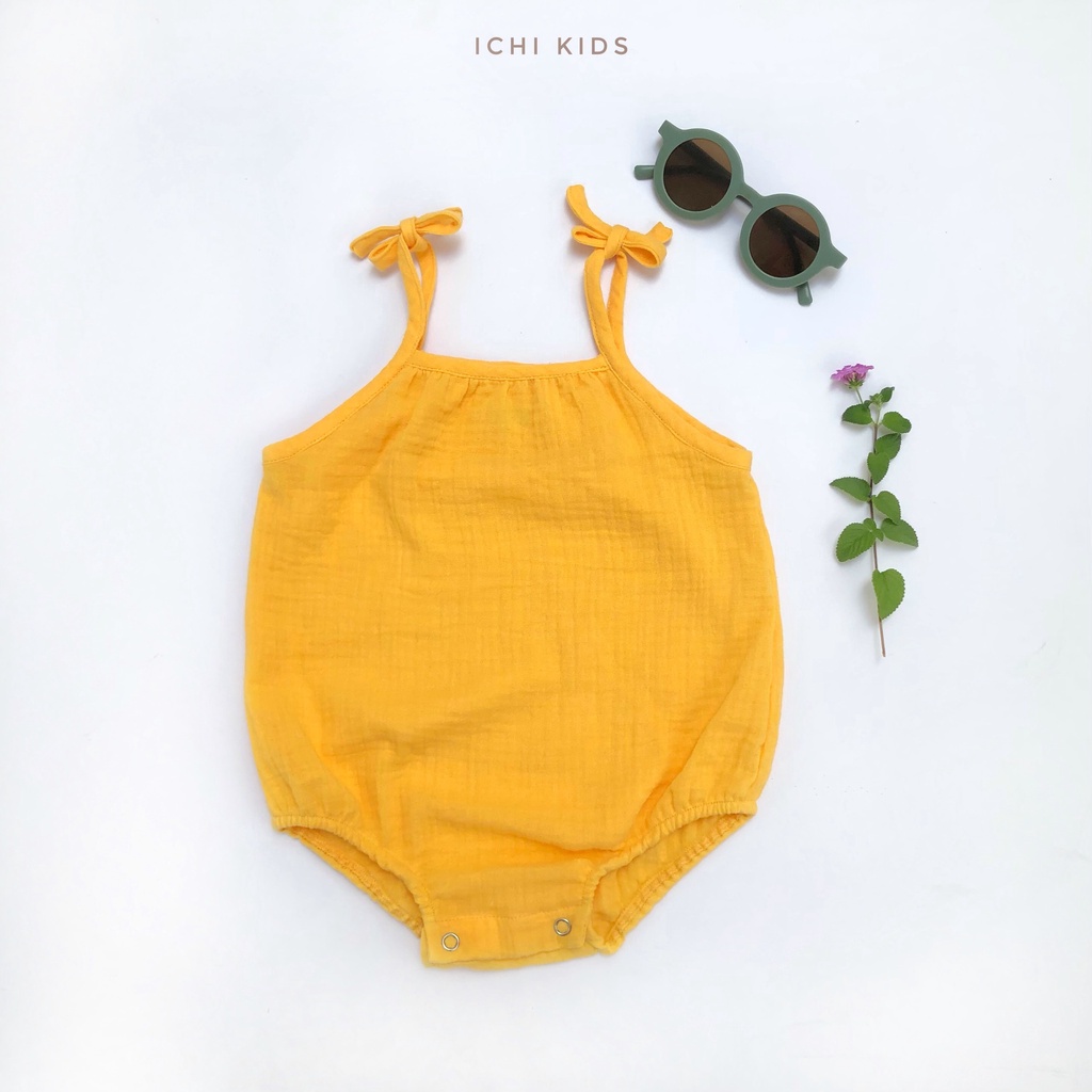 Bodysuit đồ liền thân cho bé gái sơ sinh vải xô muslin