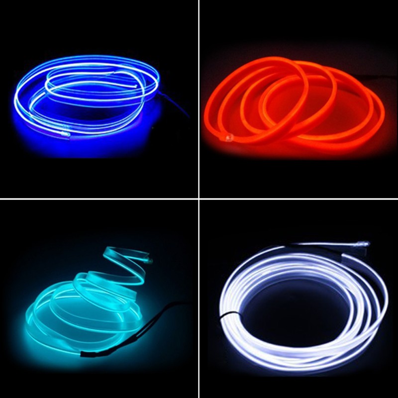 [qxx] 3m Car Interior Lighting Auto LED Strip EL Wire Rope Atmosphere Decorative Lamp