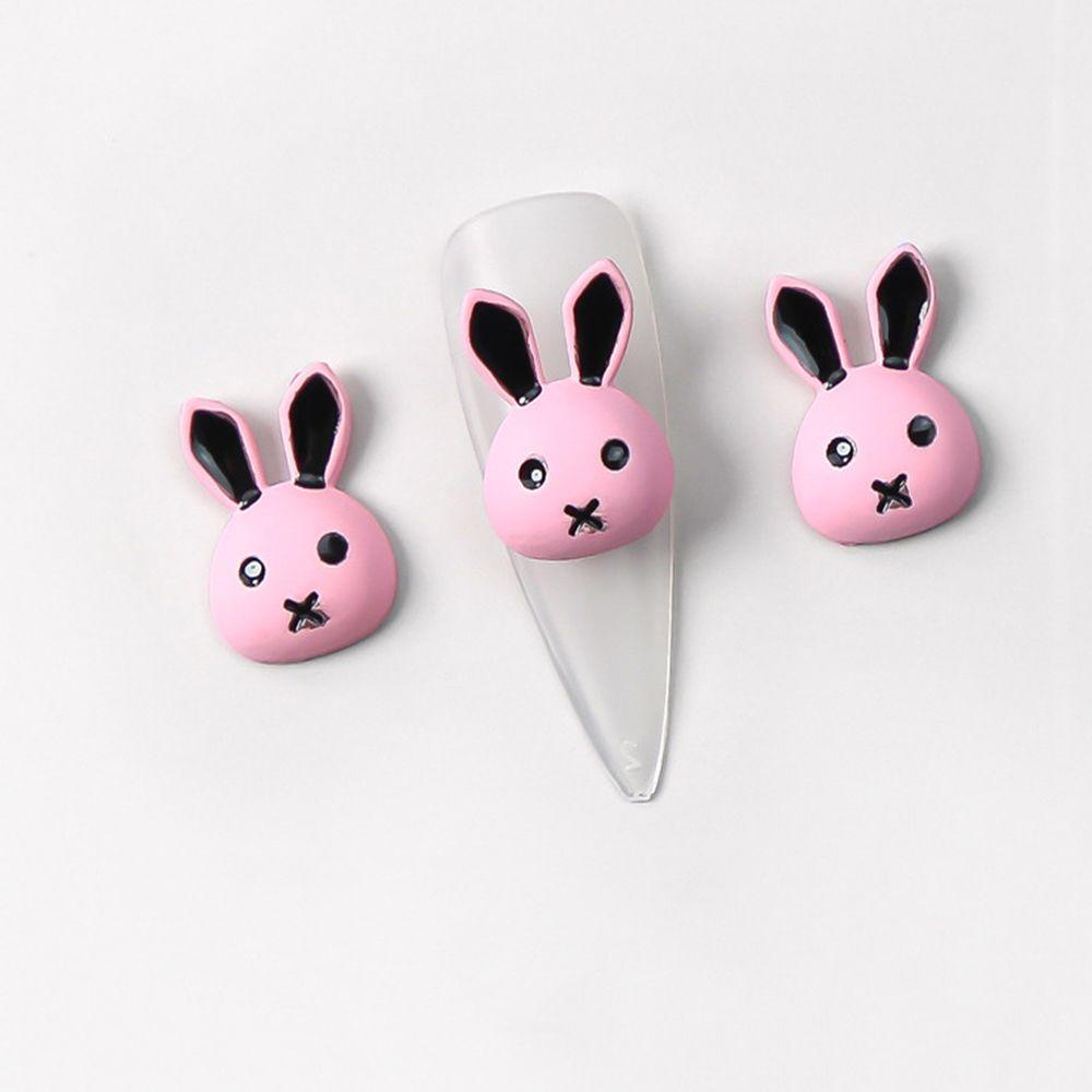 OCEANMAP Phụ Kiện Trang Trí Móng Nghệ Thuật Hình Thỏ Hoạt Hình Màu Hồng Xinh Xắn DIY