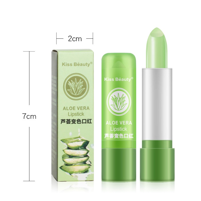 Son Dưỡng Môi KISS BEAUTY Chiết Xuất Từ Nha Đam Đổi Màu, Dưỡng Ẩm Cho Đôi Môi Mềm Mại Tự Nhiên