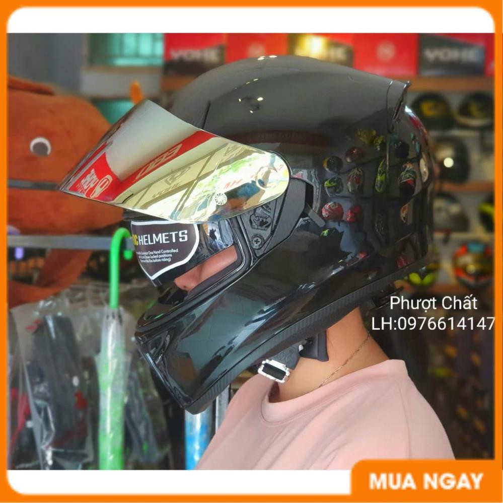 Giá Tận Kho - Nón bảo hiểm Fullface ROC R05 2 kính đen bóng lên kính