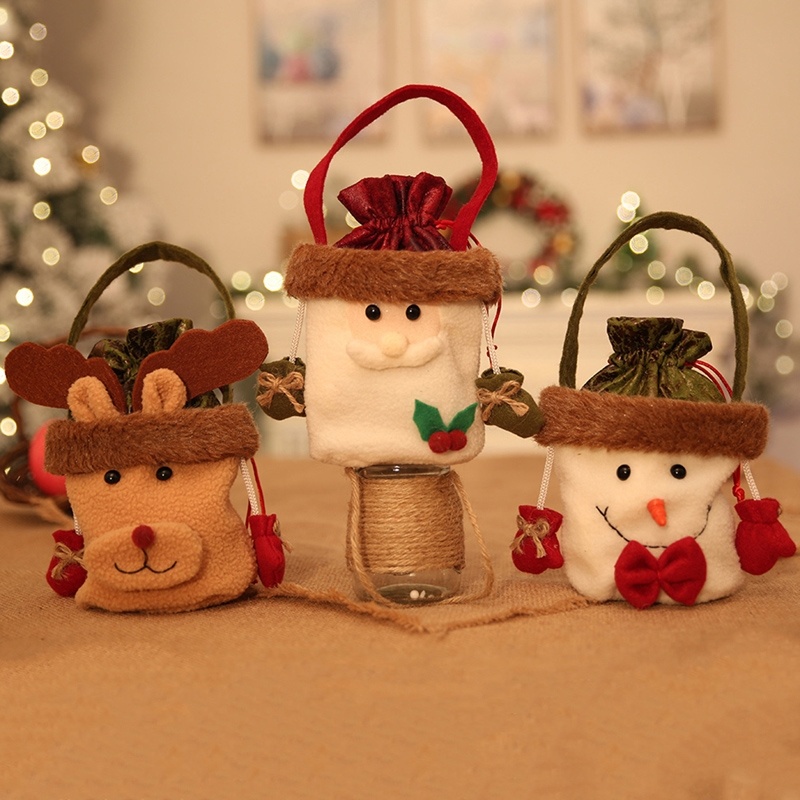 Giỏ Đựng Kẹo Hình Ông Già Noel / Người Tuyết / Nai Sừng Tấm Để Bàn Trang Trí Giáng Sinh