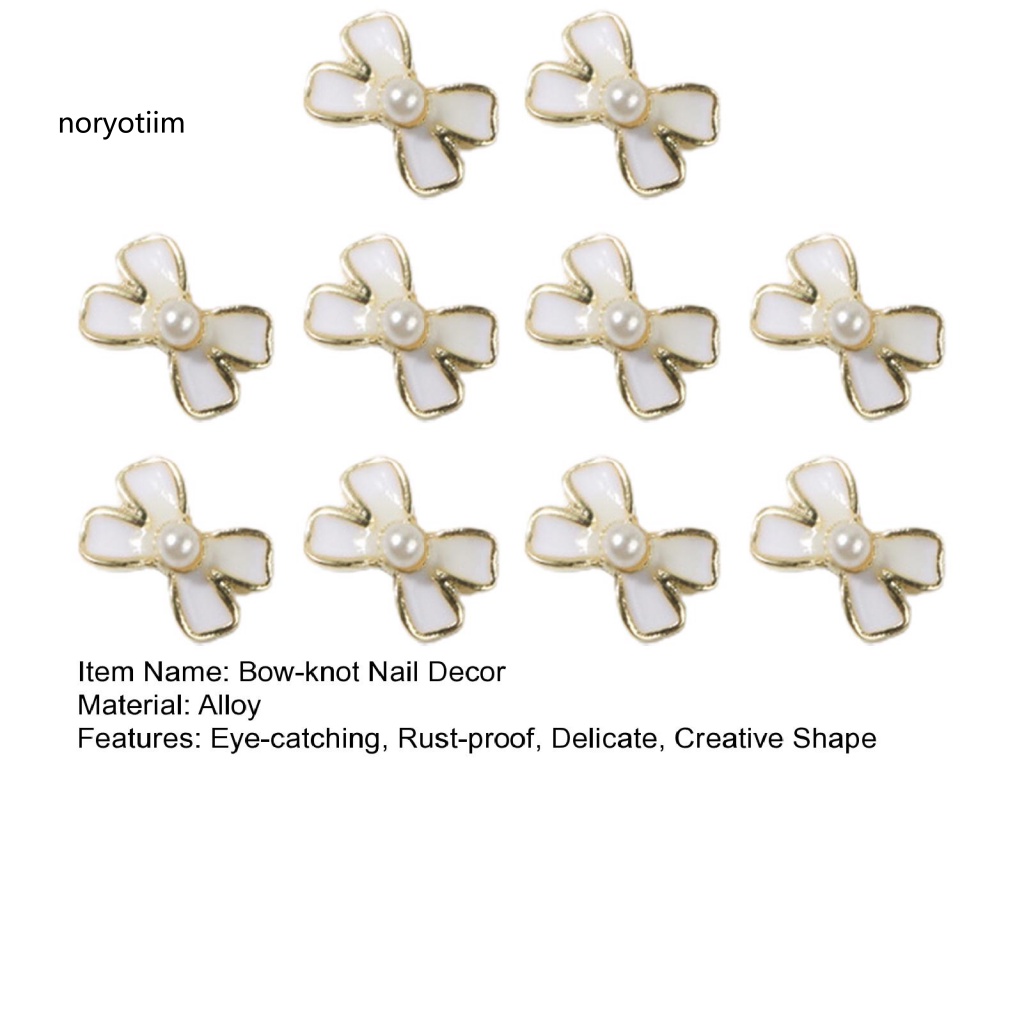 Nor| Set 10 Phụ Kiện Trang Trí Móng Tay Hình Nơ Xinh Xắn