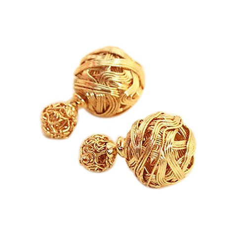 Cặp khuyên tai thiết kế 2 đầu hình quả bóng độc đáo sang trọng dành cho nữ