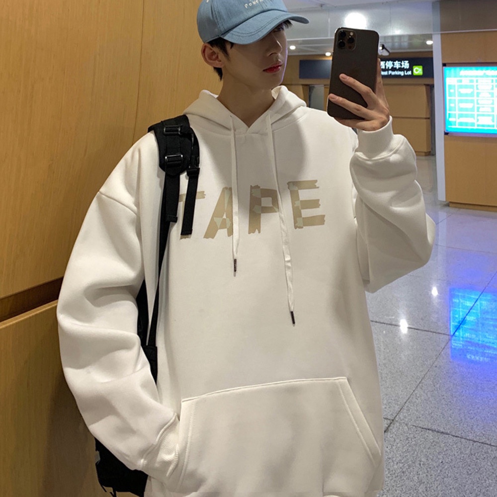 Áo Hoodie Oversize Form rộn HY KOREA, Áo nỉ chui đầu Unisex Tape DC290