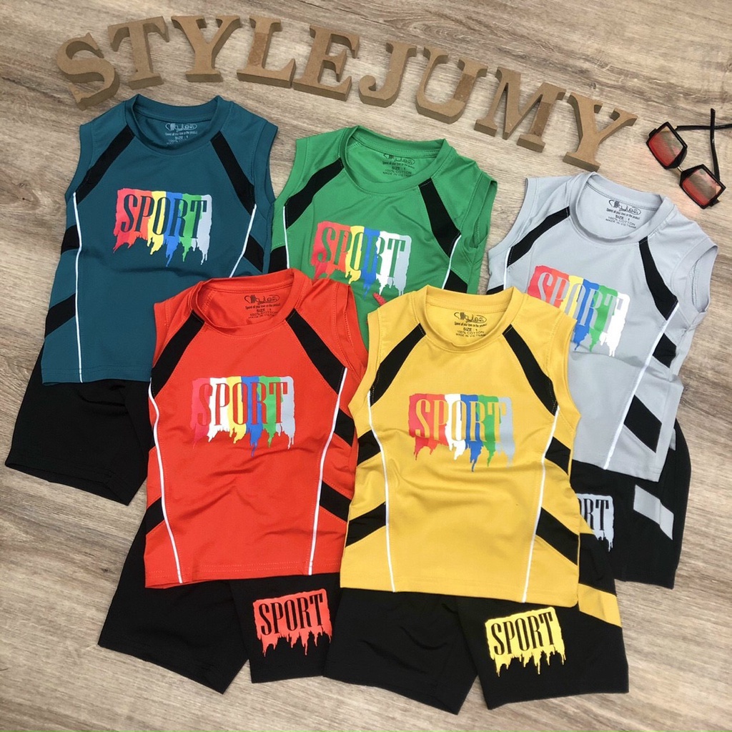 SIZE 11-XXL (37-75KG) ĐỒ BỘ BÉ TRAI THỂ THAO THUN LẠNH SÁT NÁCH IN CHỮ SPORT