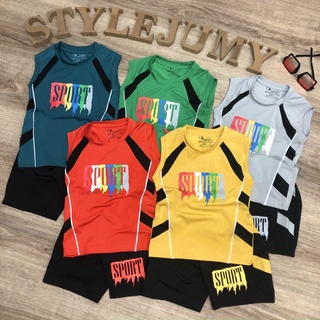 SIZE 1-10 (10-36KG) ĐỒ BỘ BÉ TRAI THỂ THAO SÁT NÁCH VẢI THUN LẠNH IN CHỮ SPORT