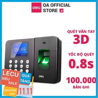 Máy Chấm Công Quét Vân Tay Deli Chính Hãng - Màn Hình 2.4 Inch, Cổng Kết Nối USB - Nhiều Ngôn Ngữ - E3960