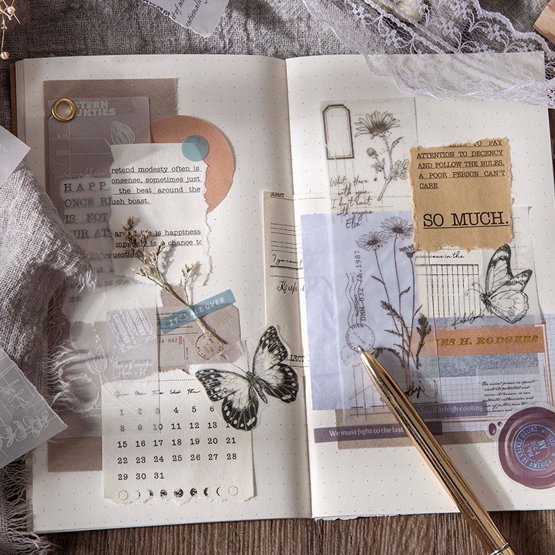 Giấy Can họa tiết trang trí: scrapbook, thiệp, sổ... - Set 10 tờ
