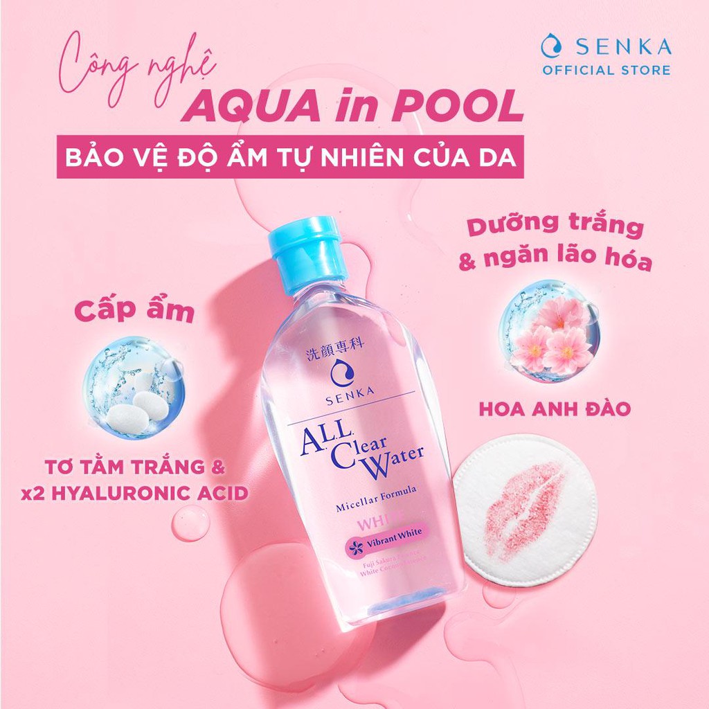 [TIẾT KIỆM HƠN] Bộ 02 Nước tẩy trang dưỡng trắng Senka All Clear Water Micellar Formula White 230ml/chai