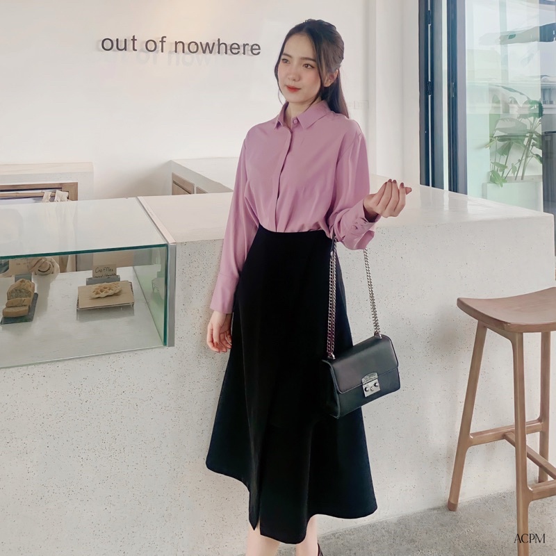 Lasie Skirt / Chân váy midi chi tiết xẻ vạt