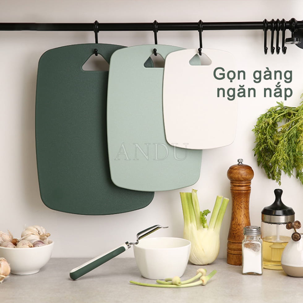 Set 3 Thớt Nhựa Kháng Khuẩn Lúa Mạch Bằng Nhựa PP Dễ Dàng Vệ Sinh Lau Chùi