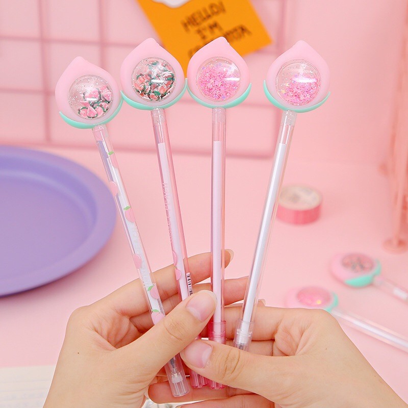Bút bi nước quả đào lấp lánh