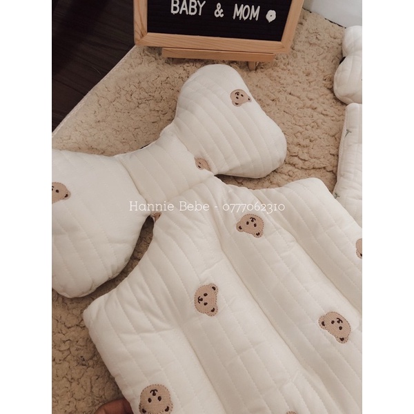 Đệm Lót Xe Đẩy Em Bé Chất Liệu Quilting Thoáng Khí Thêu Hoạ Tiết Dễ Thương Phong Cách Hàn Quốc