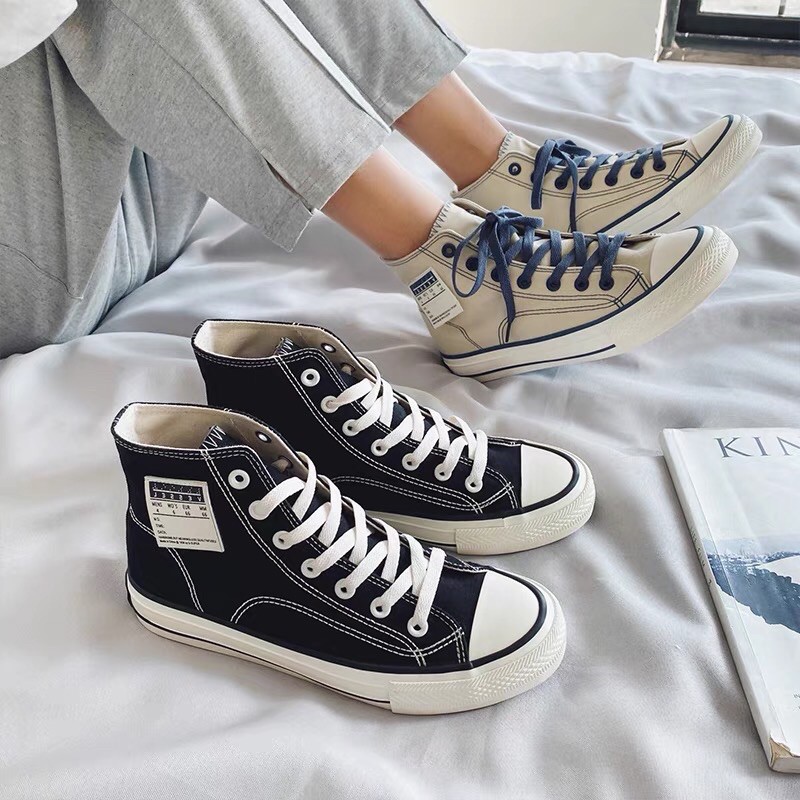 Giày Sneaker Nữ Cao Cổ Độn Đế 2 Màu J322 Cao Cấp - giày cvs vải nữ đế dày chất sịn [top bán chạy nhất]