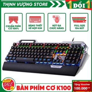 Bàn phím cơ gaming k100 full led 7 màu thiết kế hợp kim nhôm bền bỉ với full size 104 phím cơ cao cấp - bh 12 tháng