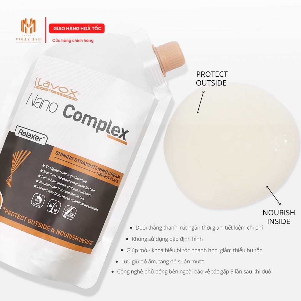 Thuốc duỗi tóc siêu thẳng, phủ bóng thế hệ mới Mollyhair Nanocomplex, sử dụng cho mọi loại tóc không cần dập định hình