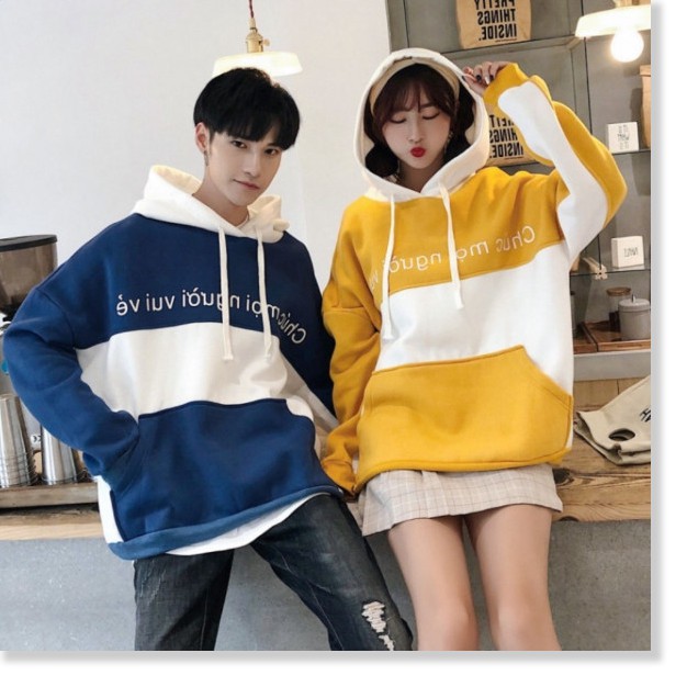 Áo Hoodie Nam Mũ Trùm Kết Hợp Dây In Họa Tiết Phối Màu Phong Cách