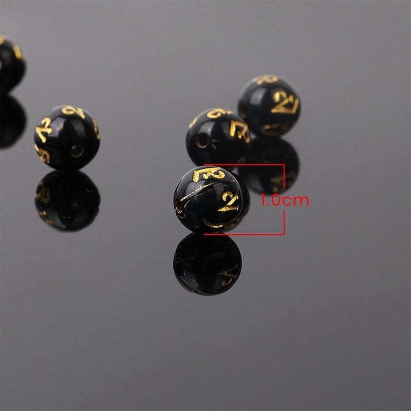 Set 30/50/100 Hạt Xâu Chuỗi Màu Đen Hình Rồng Trung Hoa 8/10/12/14mm Làm Trang Sức DIY
