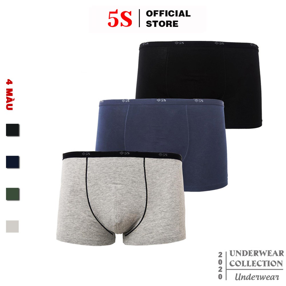 Combo 3 Quần Sịp Nam Boxer 5S, Vải Cotton Cao Cấp, Thấm Hút Mồ Hôi, Kháng Khuẩn Cực Tốt (5BX020-01SD) - Hàng nhập khẩu
