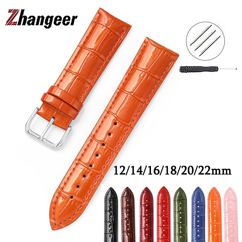 Dây Đồng Hồ Bằng Da Bóng Chống Nước Họa Tiết Pha Lê Thông Dụng 12mm 14mm 16mm 18mm 20mm 22mm