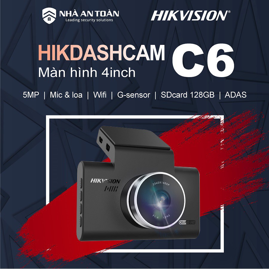 Camera hành trình ô tô HIKVISION C6 PRO,  độ nét 5.0, GPS, WIFI- hàng chính hãng bảo hành 24 tháng