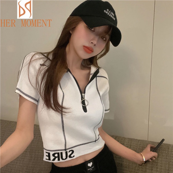 Áo Thun polo Dệt Kim Ôm Dáng Thời Trang Mùa Hè Cho Nữ
