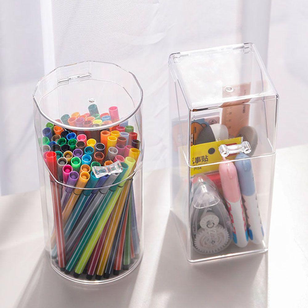 Hộp Đựng Bút Trong Suốt Hình Lục Giác Chống Bụi Ốp