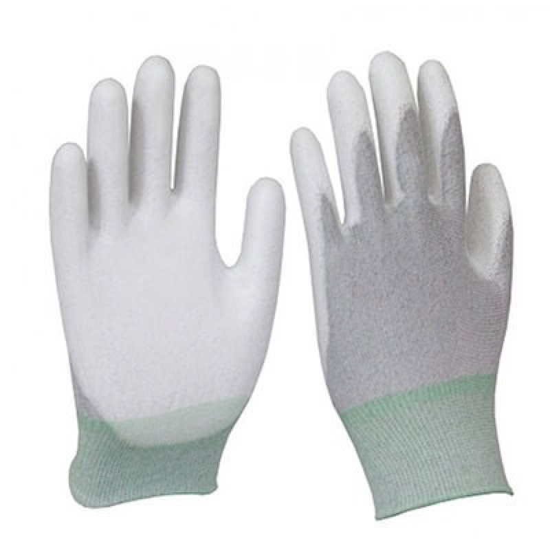 10 đôi găng tay sợi bảo hộ carbon chống tĩnh điện phủ lòng bàn tay - màu trắng