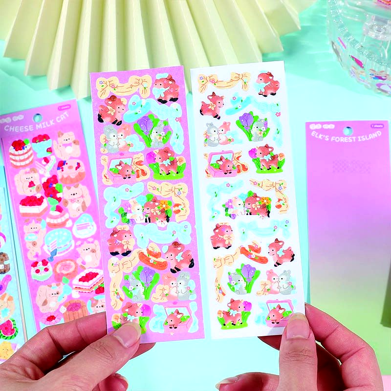 1 Tấm Sticker Dán Trang Trí Sổ Tay Hình Cô Gái Hoạt Hình Phong Cách Hàn Quốc