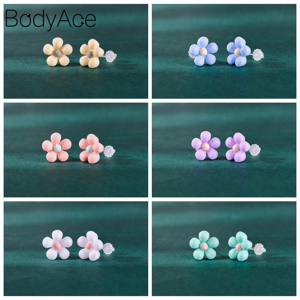 1 Đôi Bông Tai Nhựa Hình Hoa Nhiều Màu Sắc Không Gây Dị Ứng