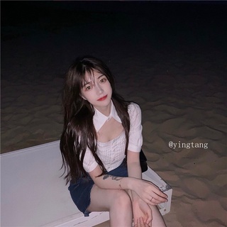 [ Hàng sẵn] ÁO CROPTOP SƠ MI TRẮNG CỔ CHOKER