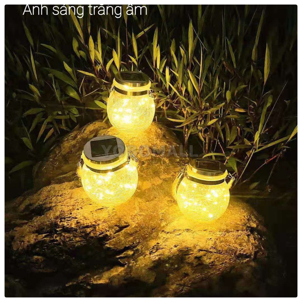 Đèn Led Trang Trí Bình Thủy Tinh Tròn Treo Nhà Hàng, Cà phê, Sân Vườn Năng Lượng Mặt Trời - Yobomall